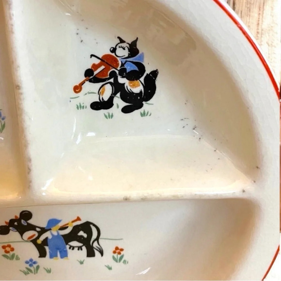 VINTAGE 1930s Salem China Co. Child’s Baby Feeding Dish/Bowl - Hey Diddle Diddle - Picture 4 of 11
